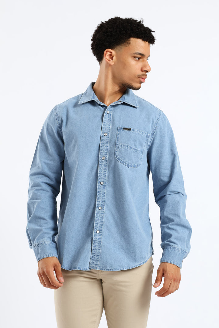 Lazy Denim Long Sleeve Shirt - Light Wash