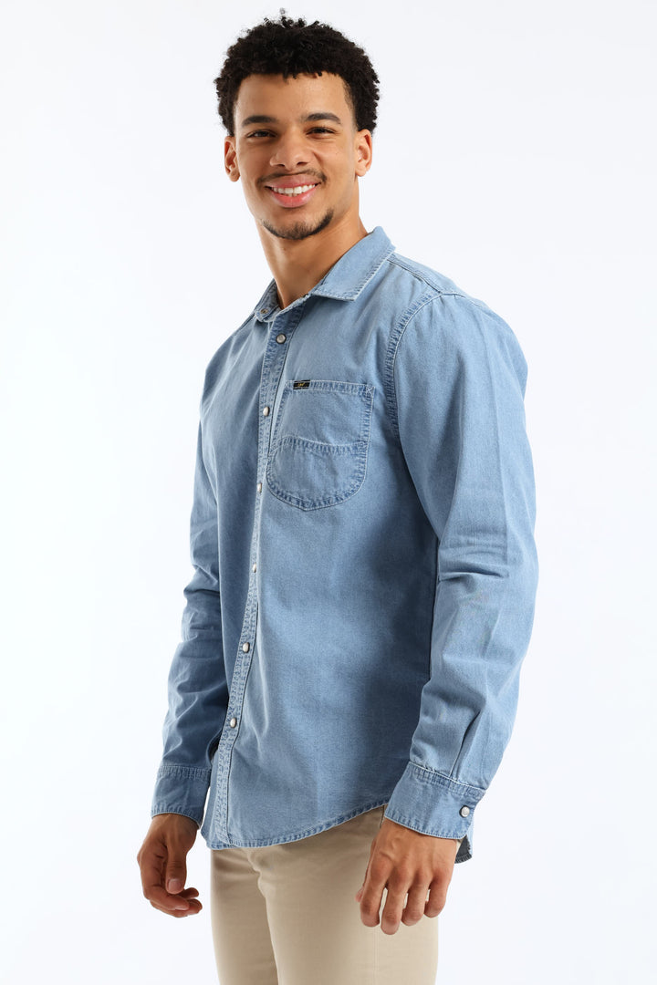 Lazy Denim Long Sleeve Shirt - Light Wash