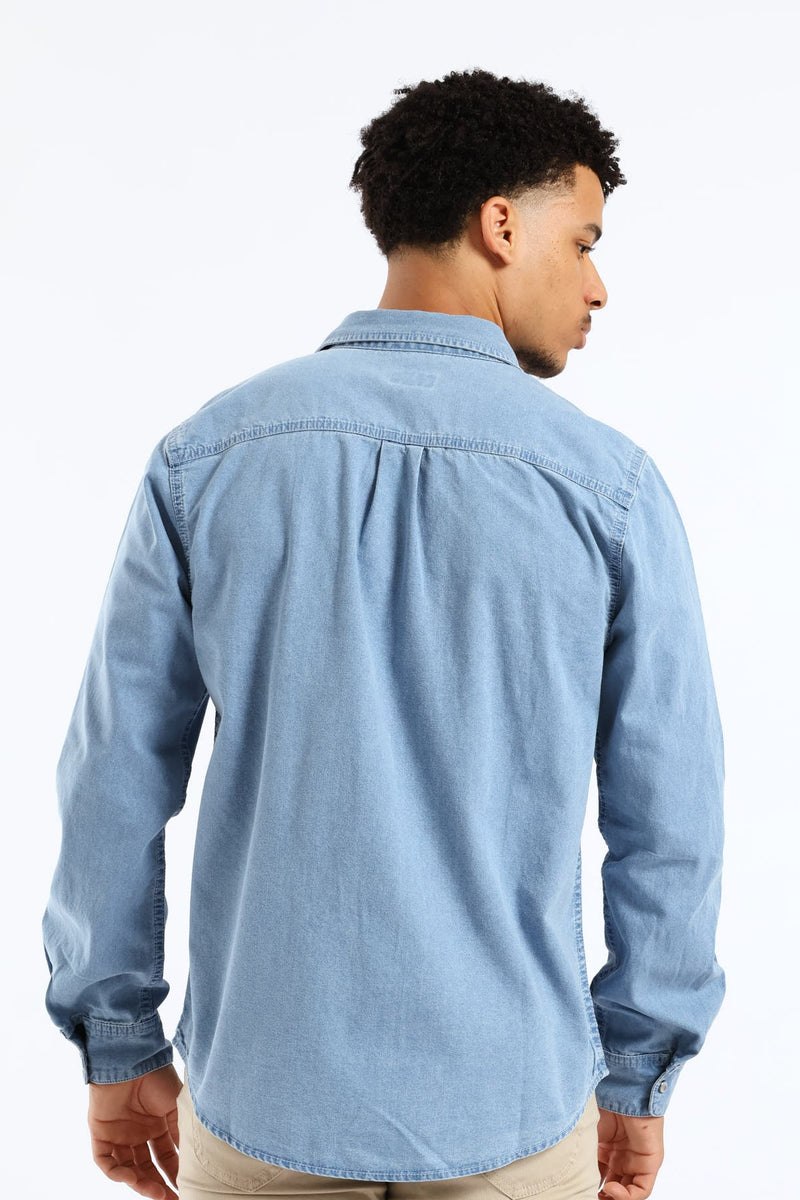 Lazy Denim Long Sleeve Shirt - Light Wash