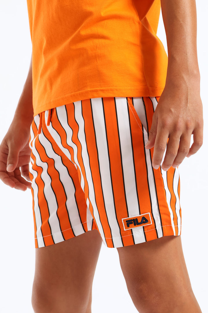 Boys Stripe Gino Shorts - Orange