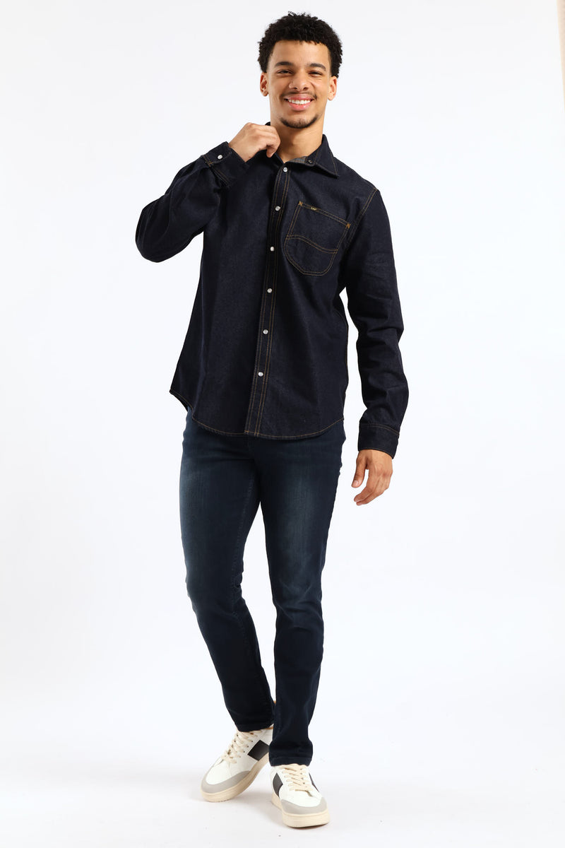 Lazy Denim Long Sleeve Shirt - Dark Indigo
