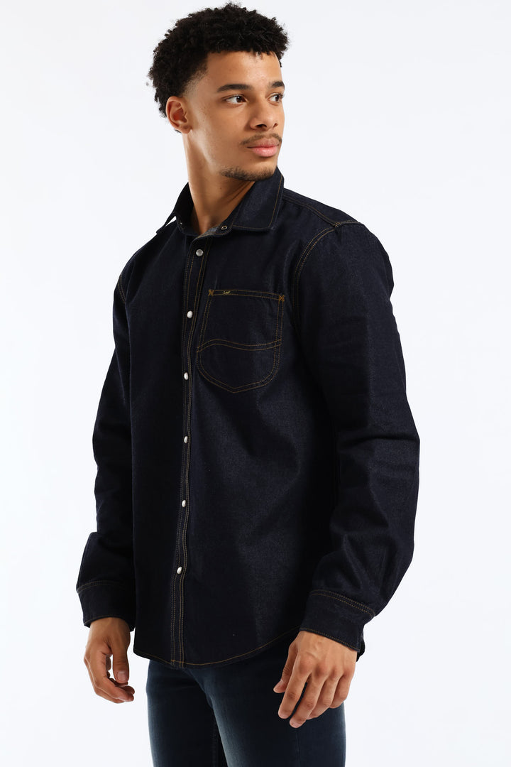 Lazy Denim Long Sleeve Shirt - Dark Indigo