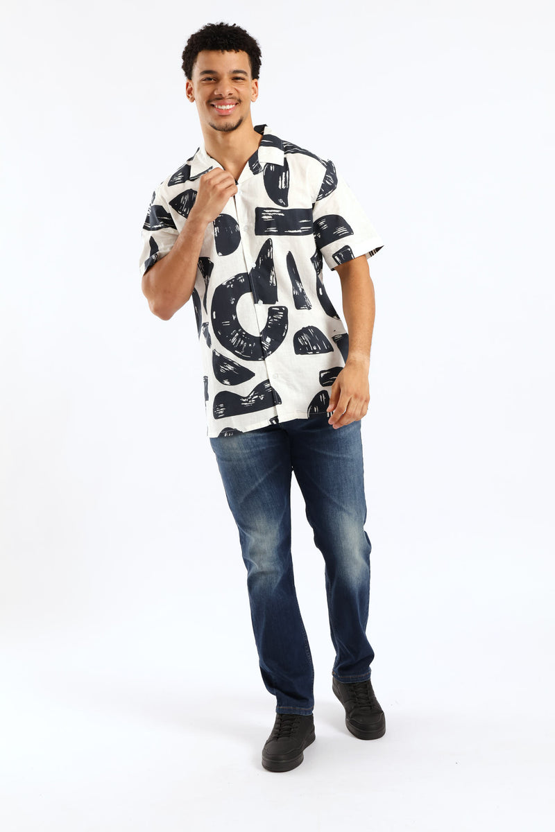 Geo Cotton Shirt - White