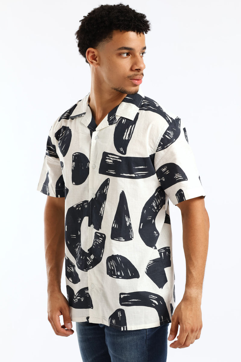 Geo Cotton Shirt - White