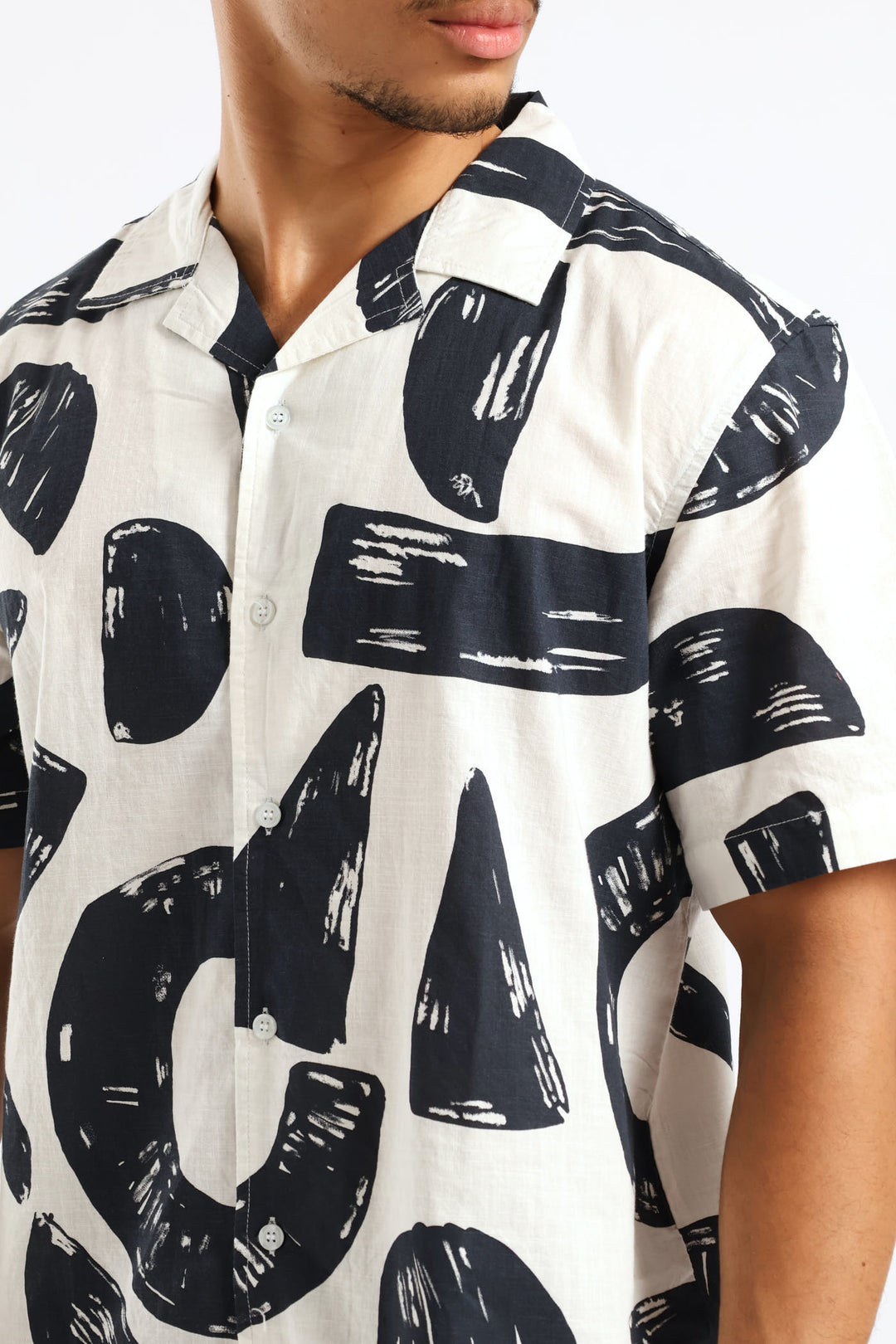 Geo Cotton Shirt - White