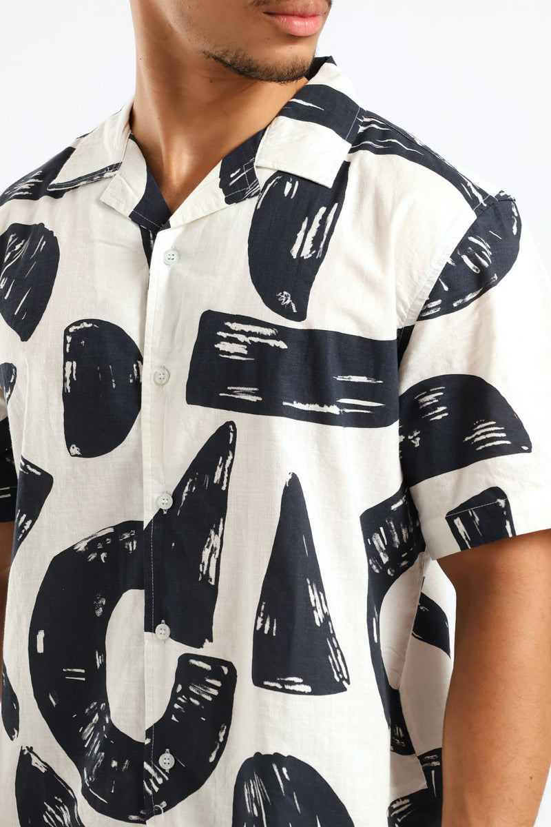 Geo Cotton Shirt - White
