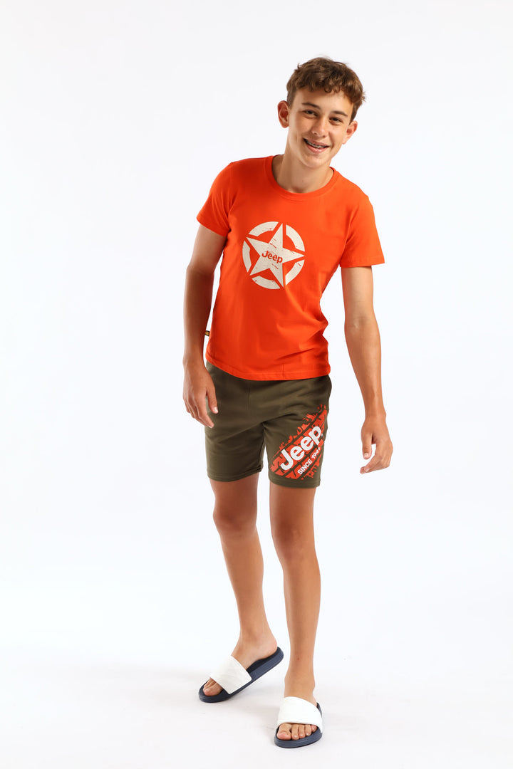 Boys Icon Star Logo Tee - Orange