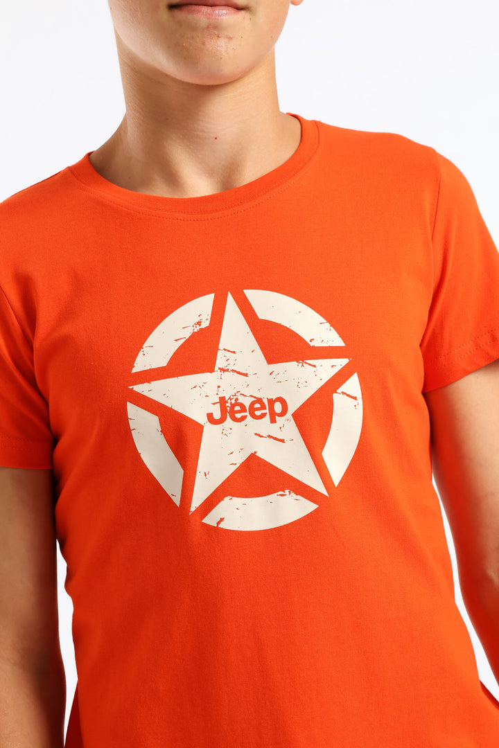 Boys Icon Star Logo Tee - Orange