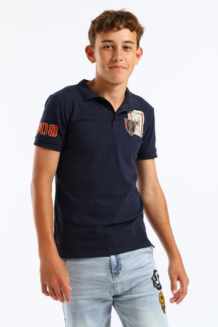 Boys Timothy Crest Badge Golfer - Navy