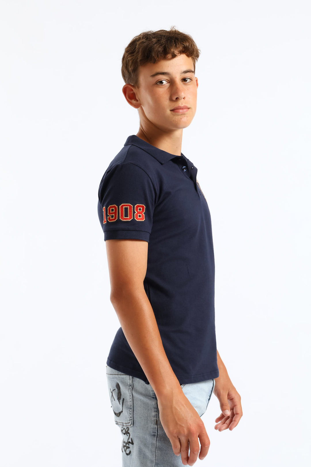 Boys Timothy Crest Badge Golfer - Navy