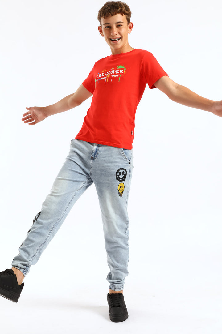 Boys Dennis Spray Paint T-Shirt - Red