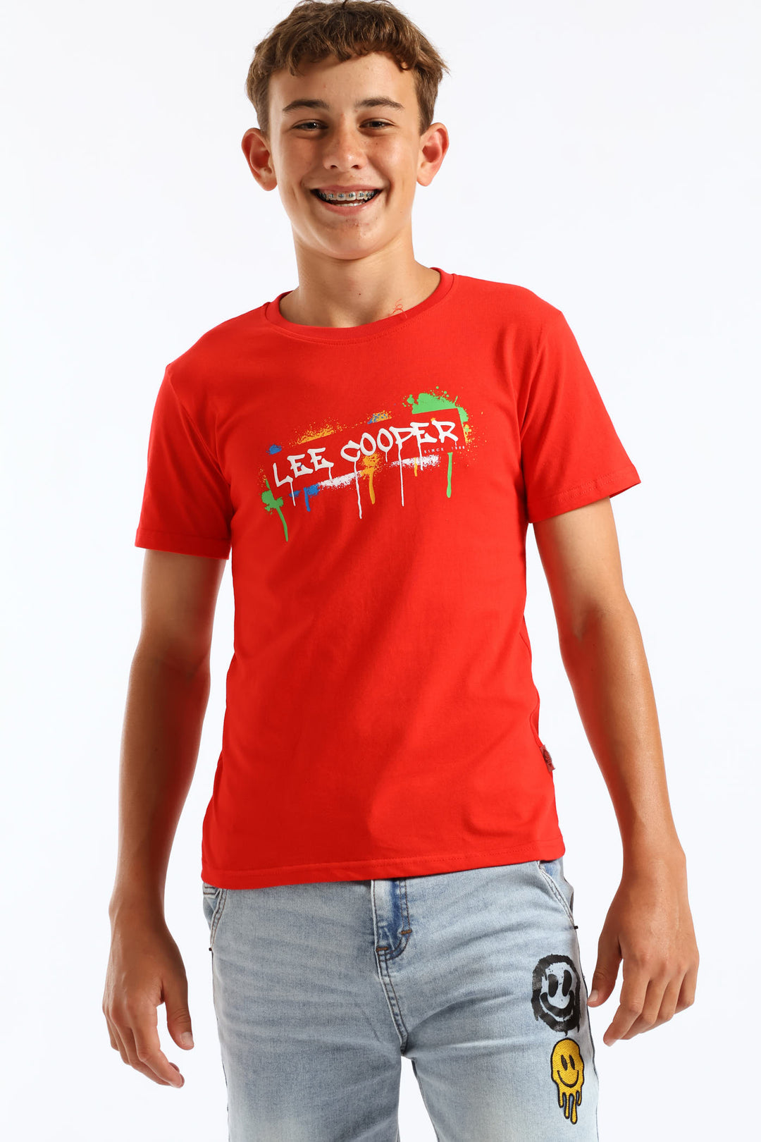Boys Dennis Spray Paint T-Shirt - Red