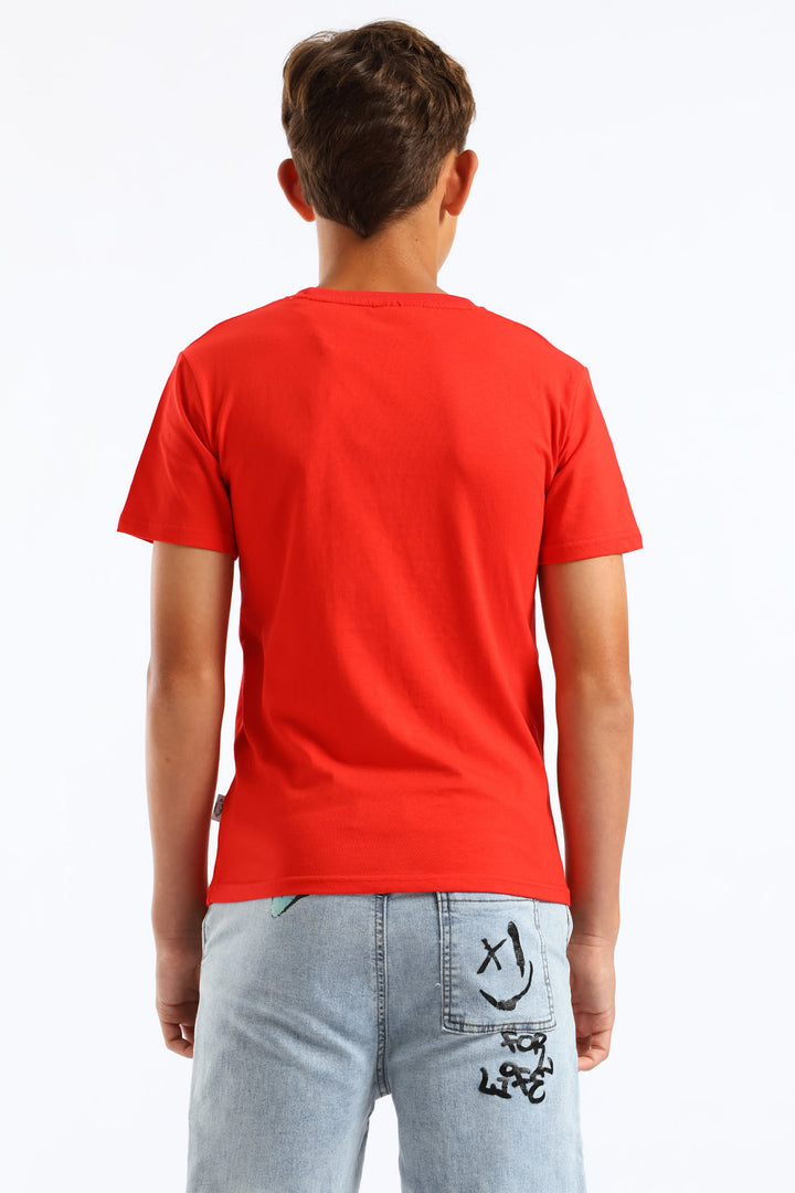 Boys Dennis Spray Paint T-Shirt - Red