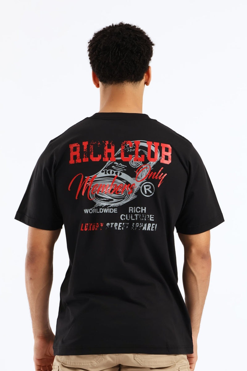 Money Print Front & Back Tee - Black