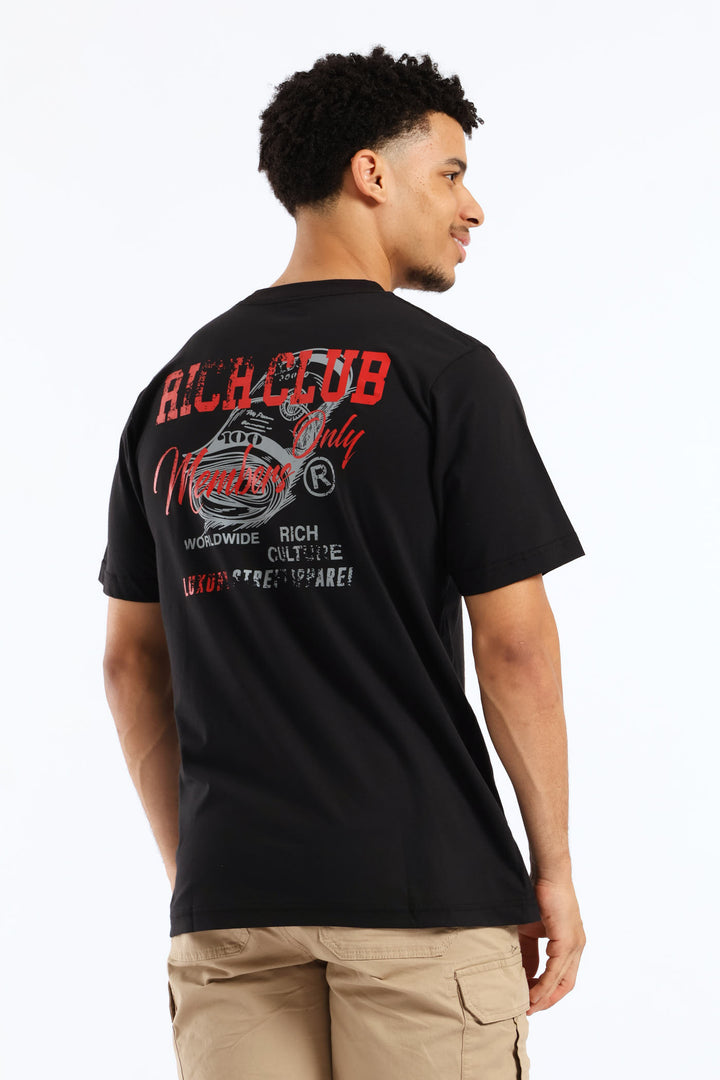 Money Print Front & Back Tee - Black