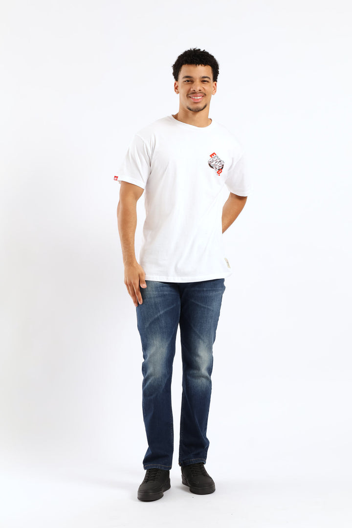 Back Print Script Tee - White