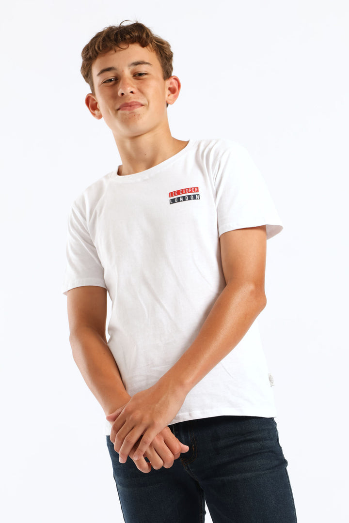 Boys Tobias Back Print T-Shirt - White