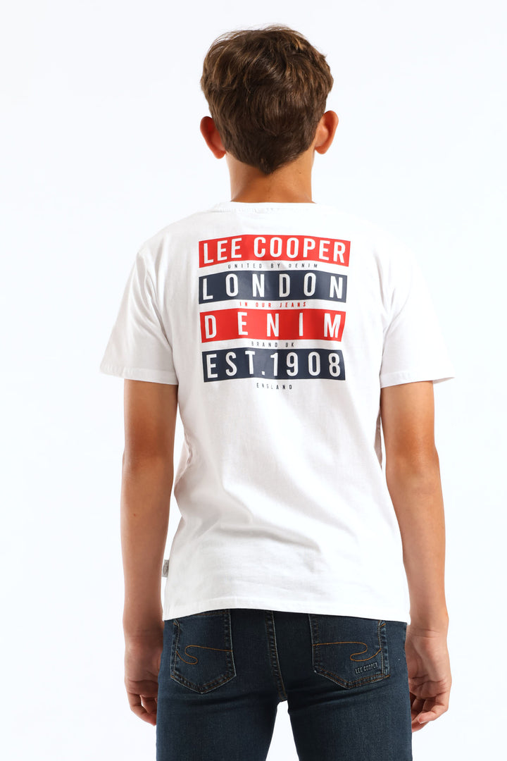 Boys Tobias Back Print T-Shirt - White