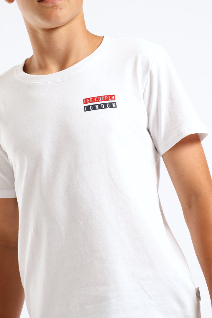 Boys Tobias Back Print T-Shirt - White