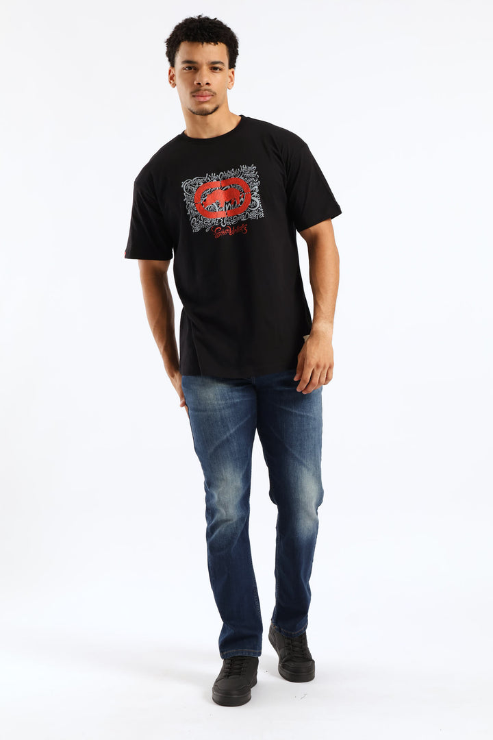 Rhino Chest Script Tee - Black