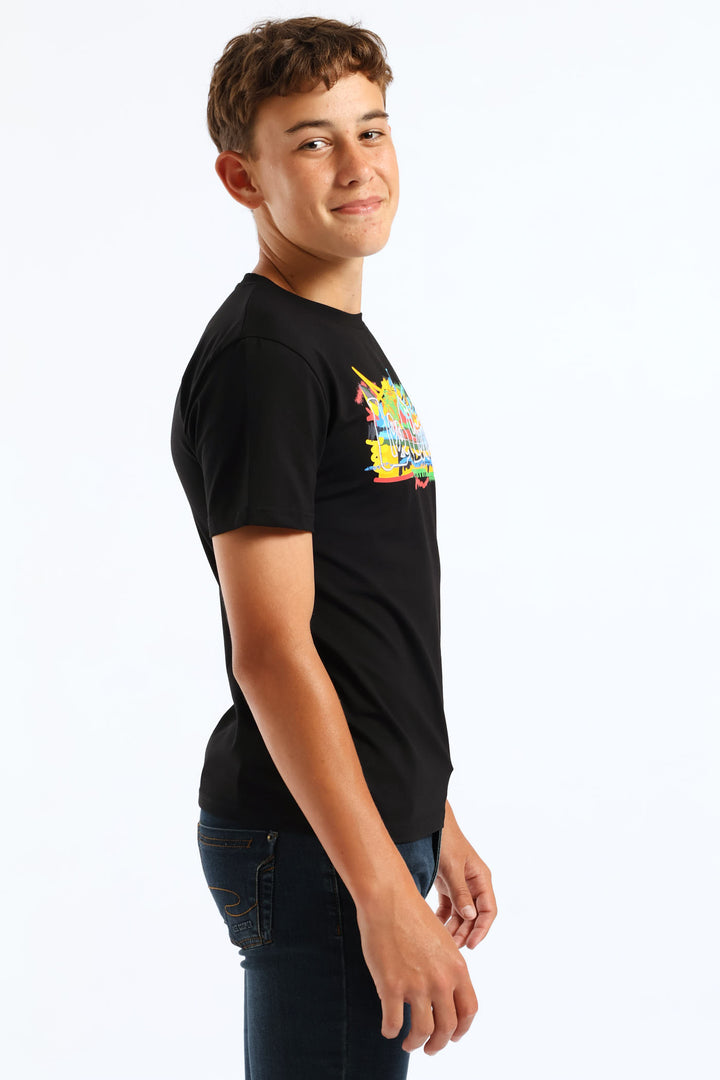 Boys Declan Sneaker Print Tee - Black