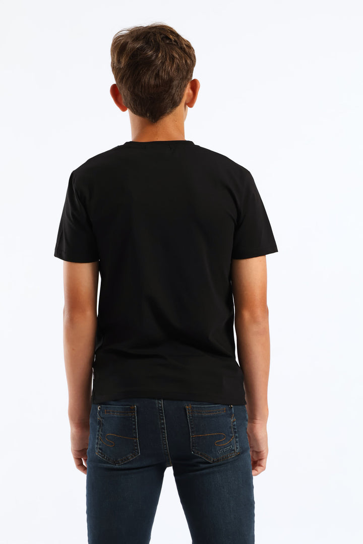 Boys Declan Sneaker Print Tee - Black