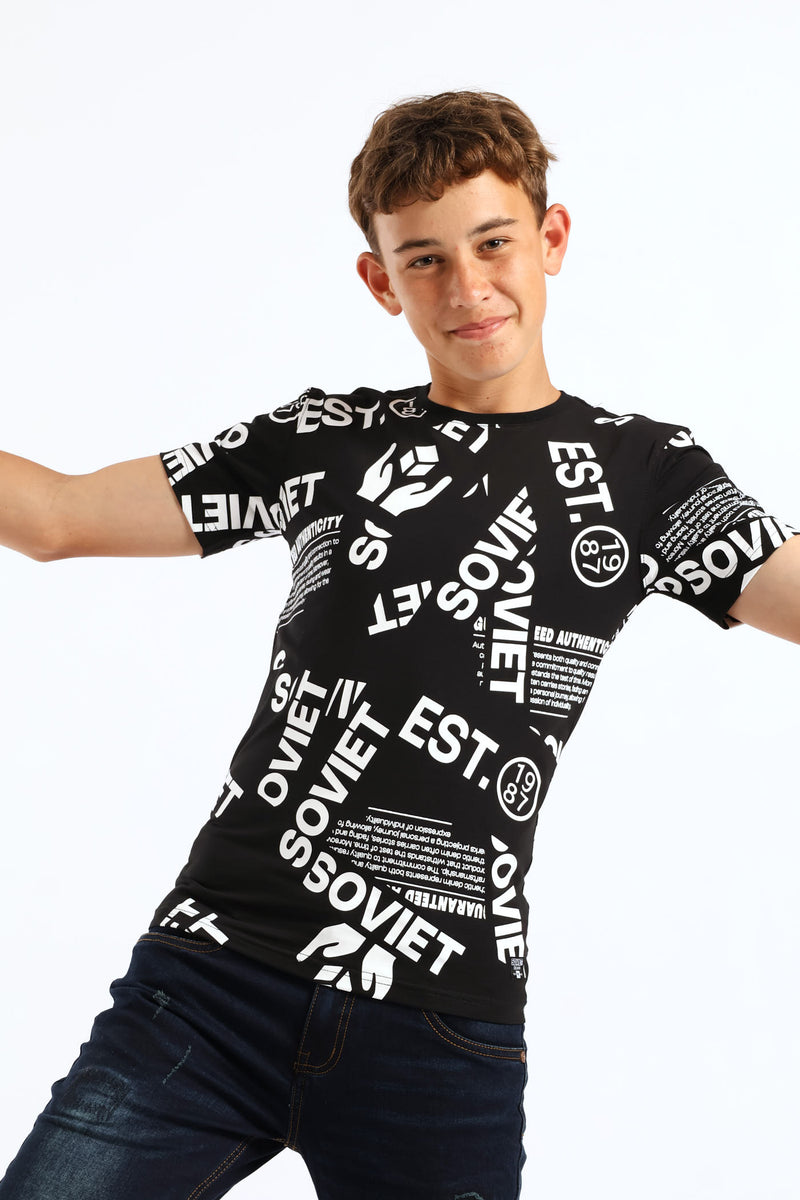 Boys Switch Print T-Shirt - Black
