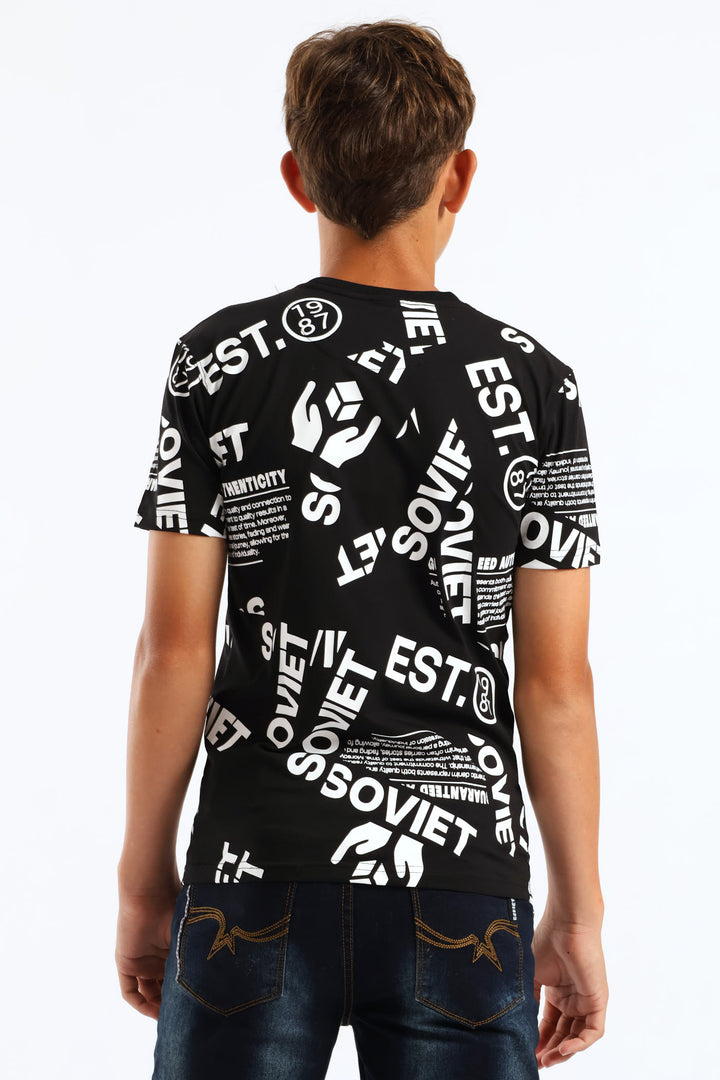 Boys Switch Print T-Shirt - Black