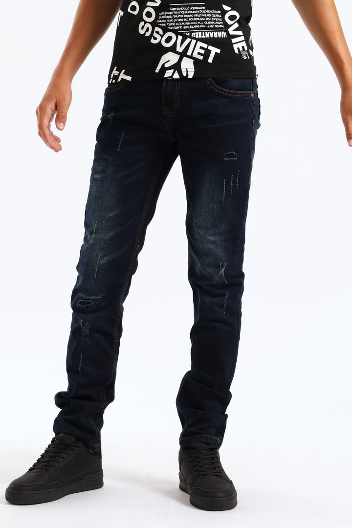 Boys Gleam Skinny Denim - Blue/Black