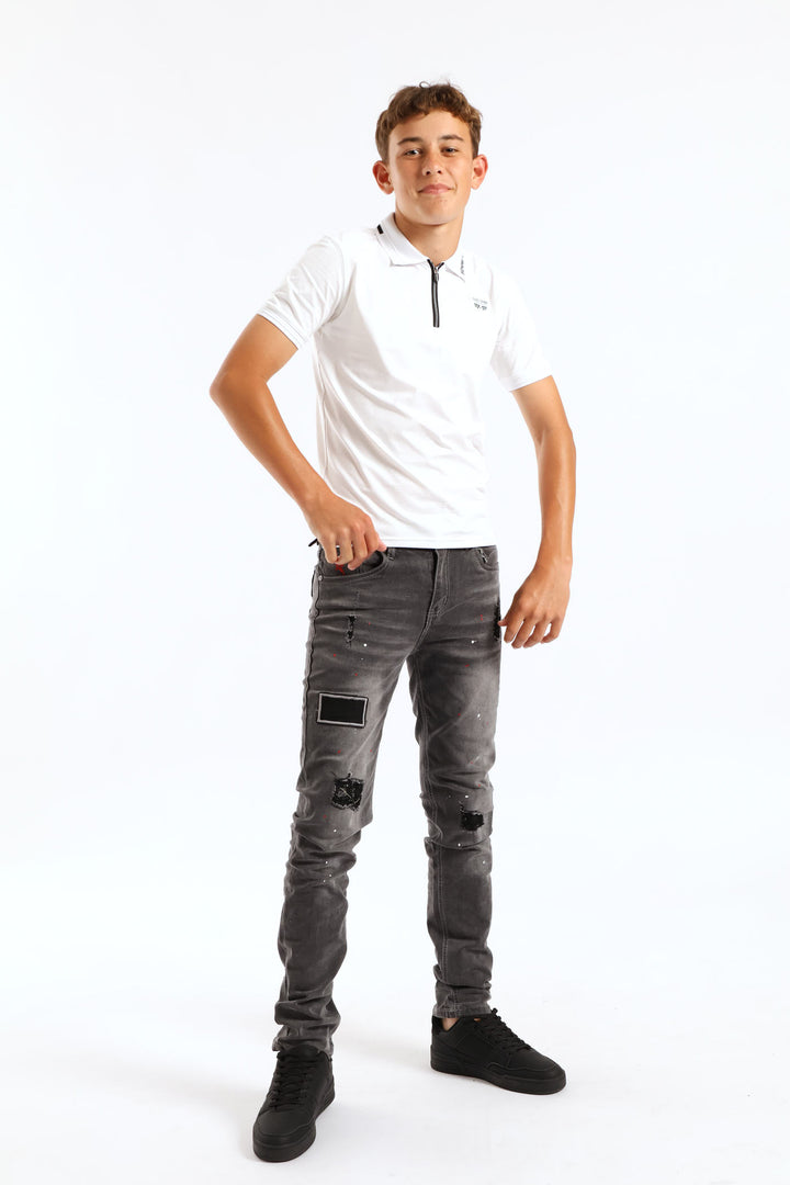 Boys Asura Zip Golfer - White