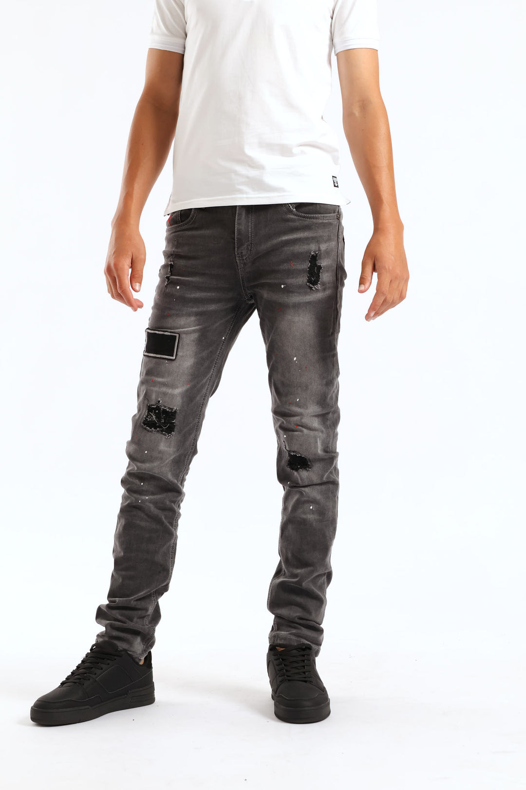 Boys Drip Skinny Denim - Charcoal
