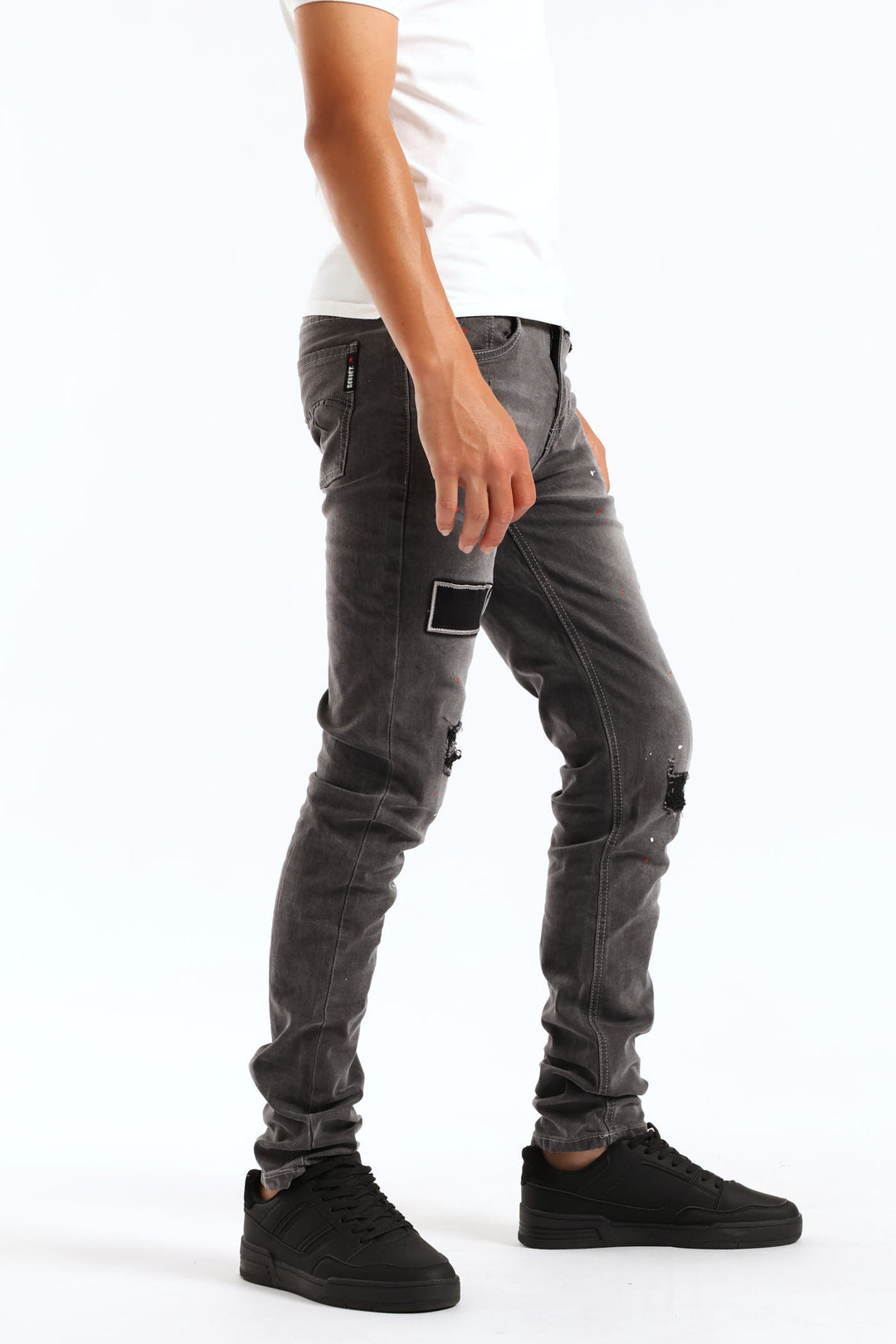 Boys Drip Skinny Denim - Charcoal