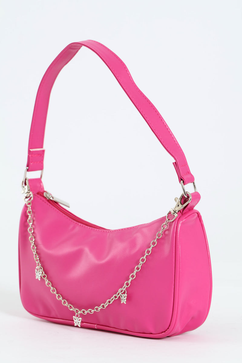 Girls Half Moon Chain Strap Shoulder Bag - Pink