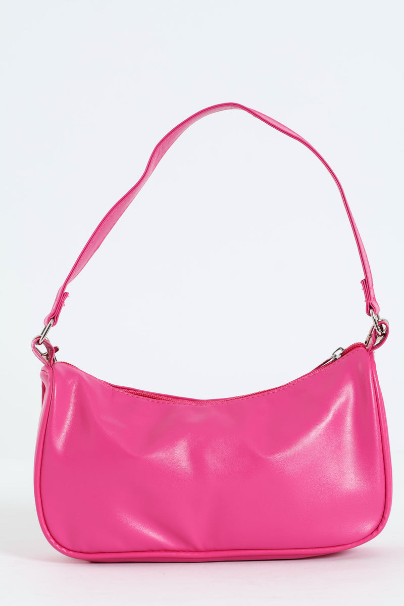 Girls Half Moon Chain Strap Shoulder Bag - Pink