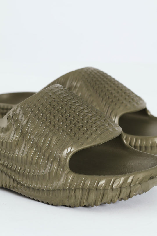 Mens Full Textured 3D Slide - Olive – Edgars