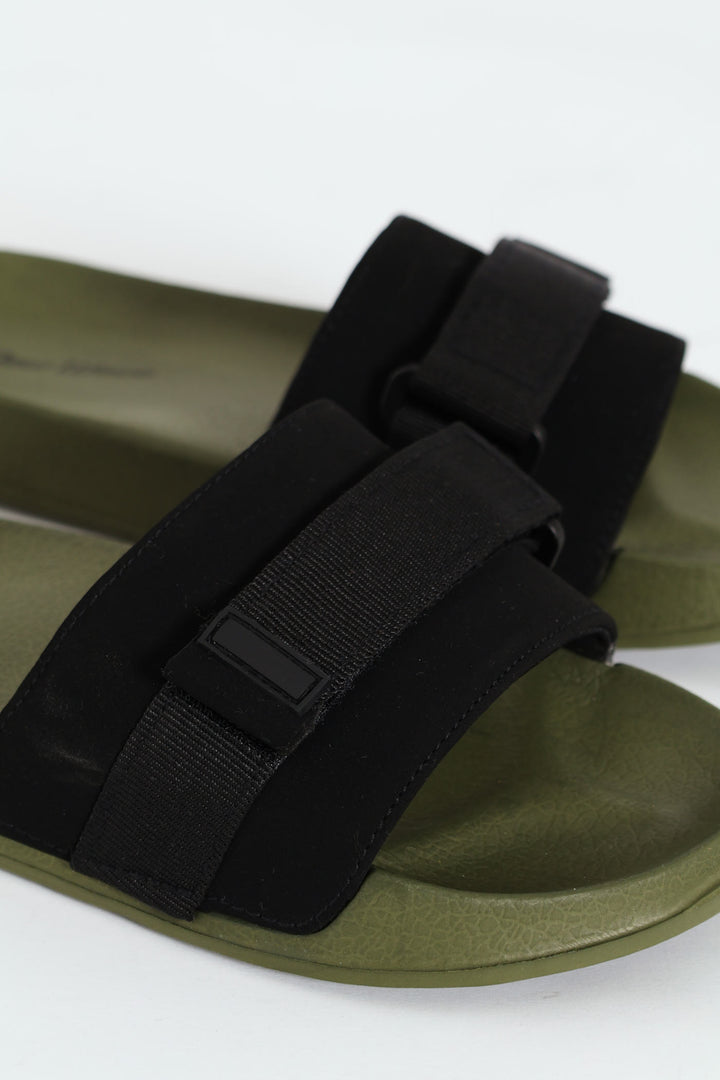 Boys Military Pool Slide - Black