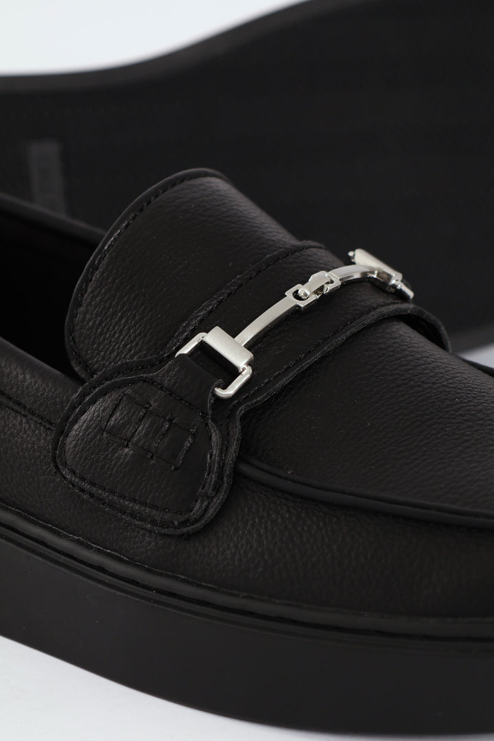 Pieza Metal Trim Slip On Loafer - Black