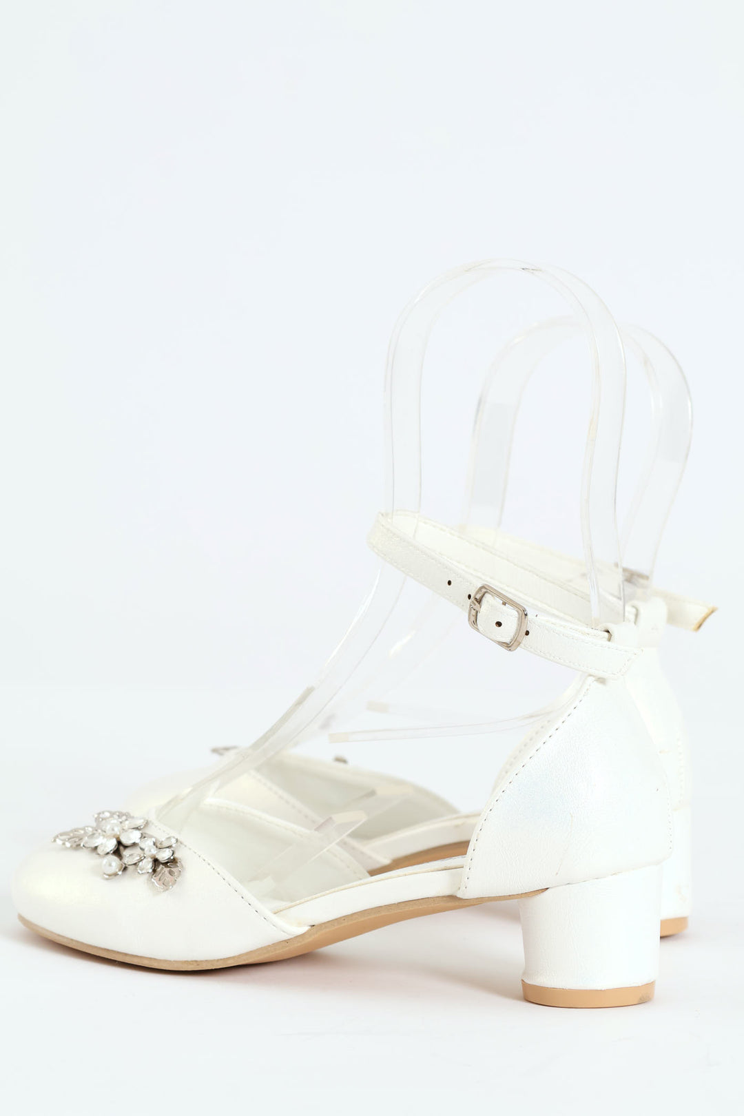 Girls Pearl Trim Heel - White