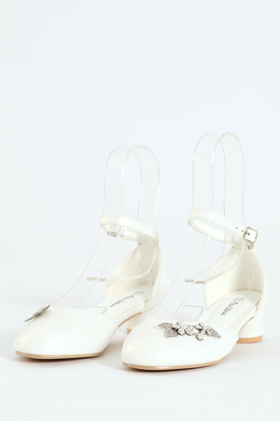 Girls Pearl Trim Heel - White