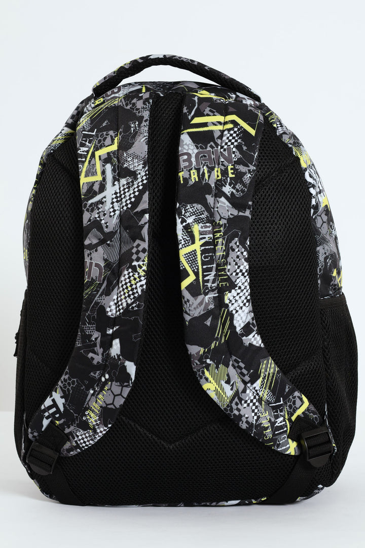 Pre-Boys Urban Skate Squiggle Print School Backpack - Black