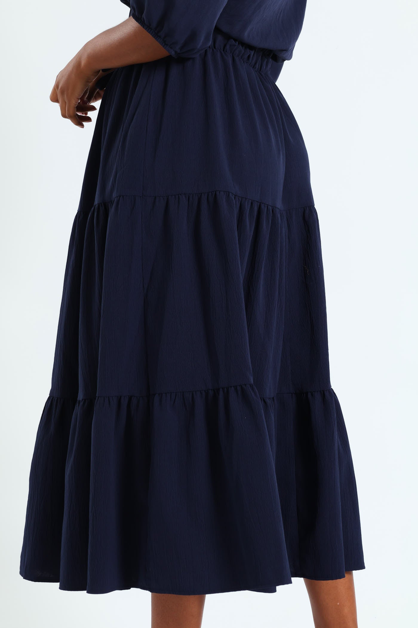 Ladies Elasticated Tiered Maxi Skirt - Navy – Edgars