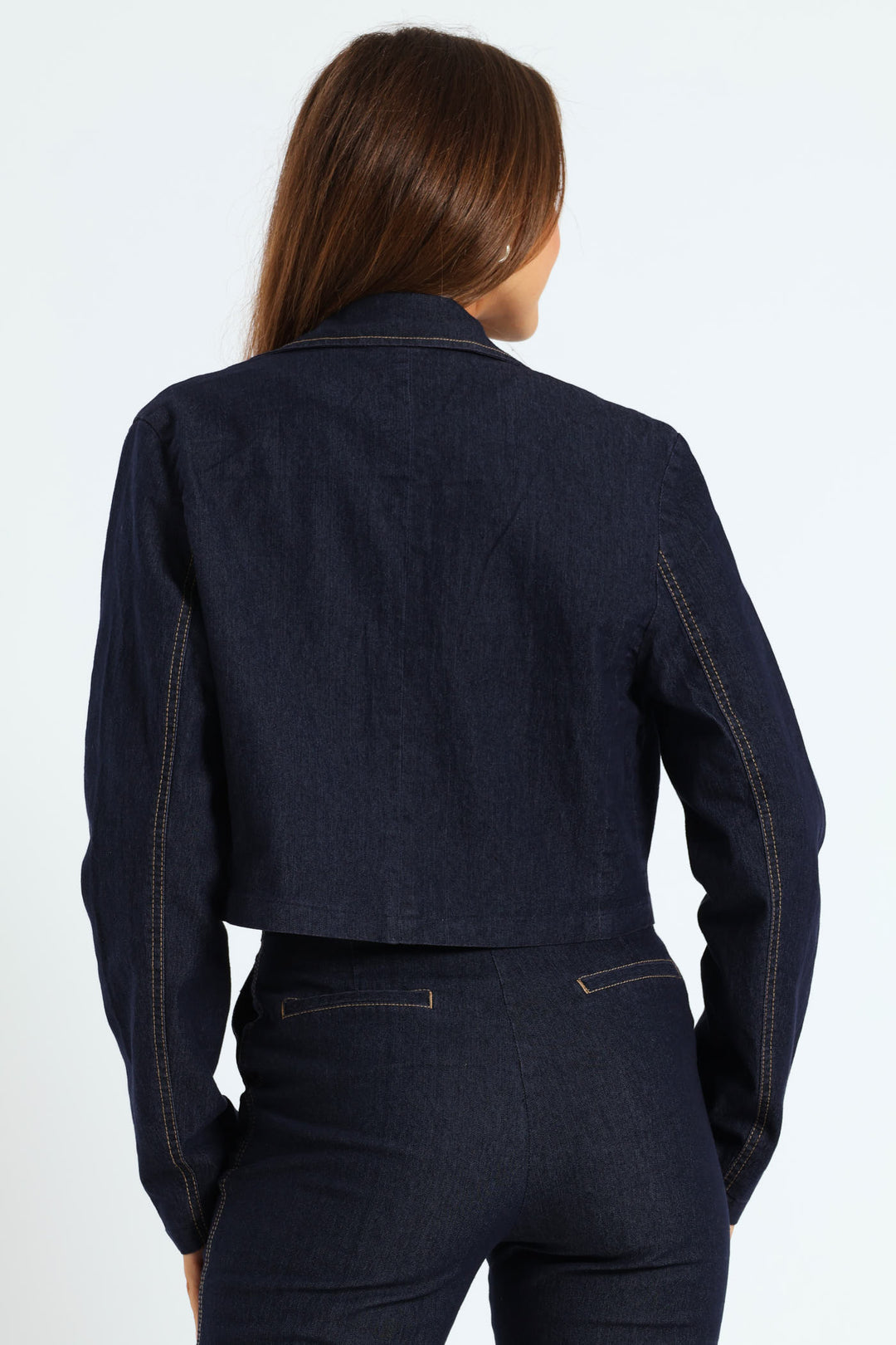 Tailored Boxy Denim Jacket - Dark Wash