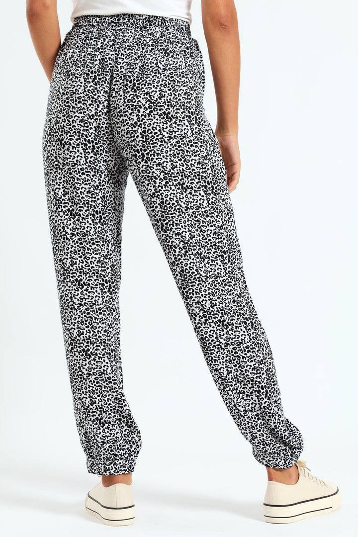 Pull-On Elasticated Cuff Jogger - White/Black