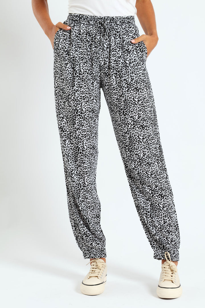Pull-On Elasticated Cuff Jogger - White/Black