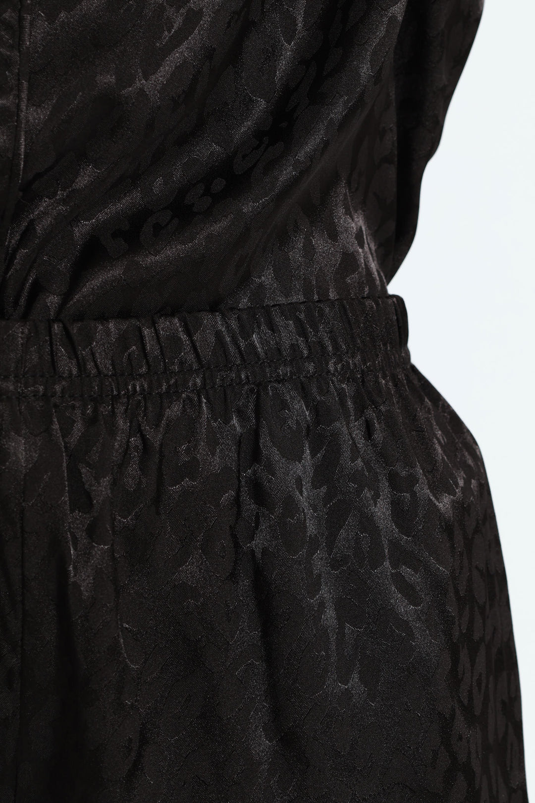 Leopard Embossed Button Through & Short Set - Black