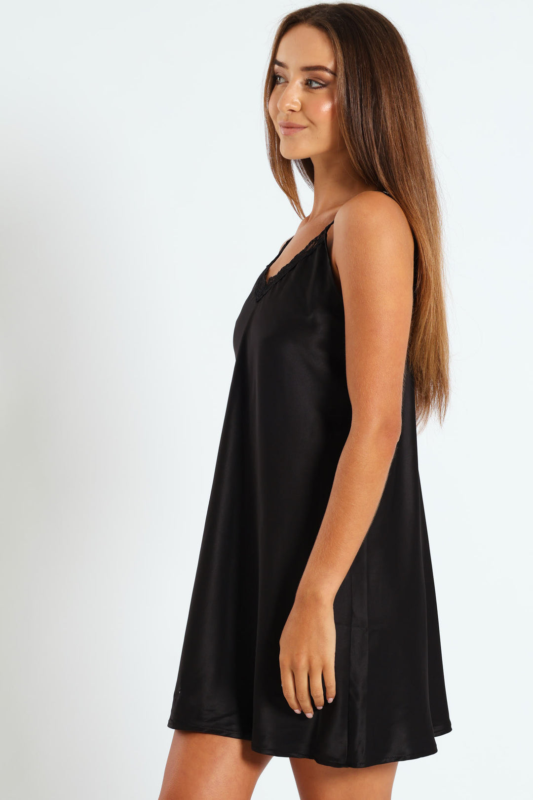 2 Pack Animal Print Satin Chemise - Black