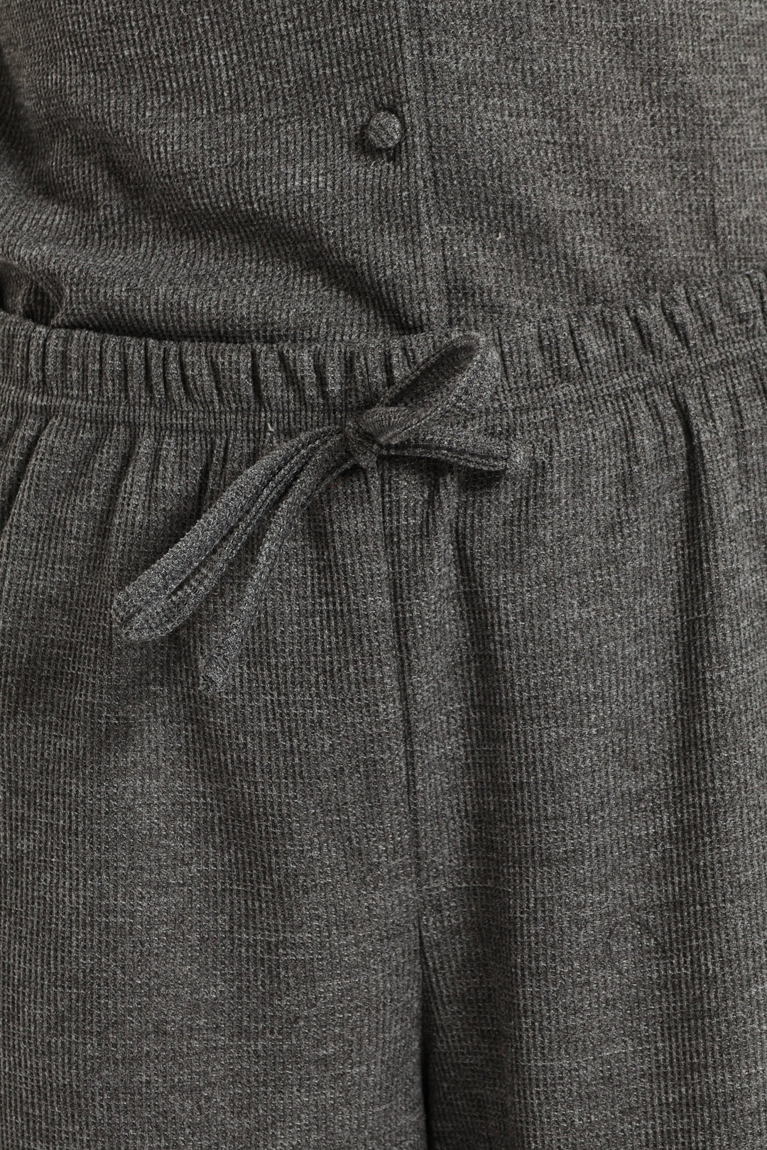 Button Through & Waffle Pant Set - Charcoal
