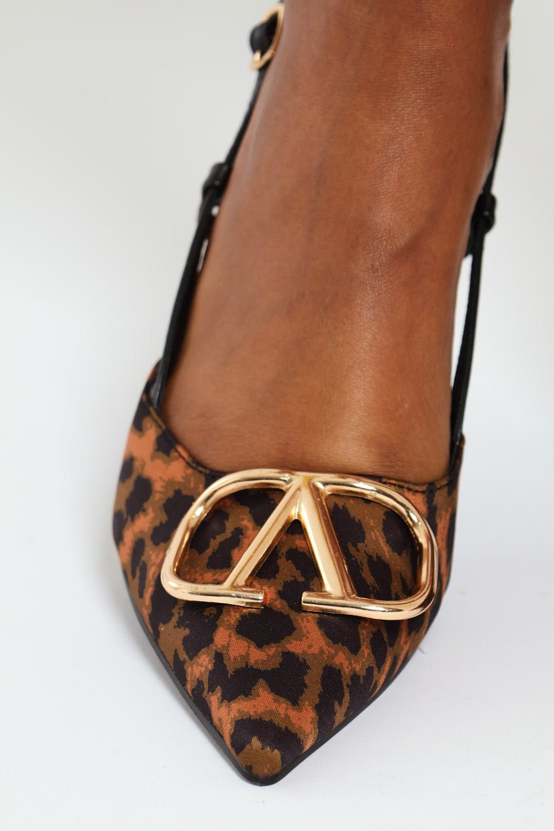 Leopard Print Square Vamp Slingback Mule Heel