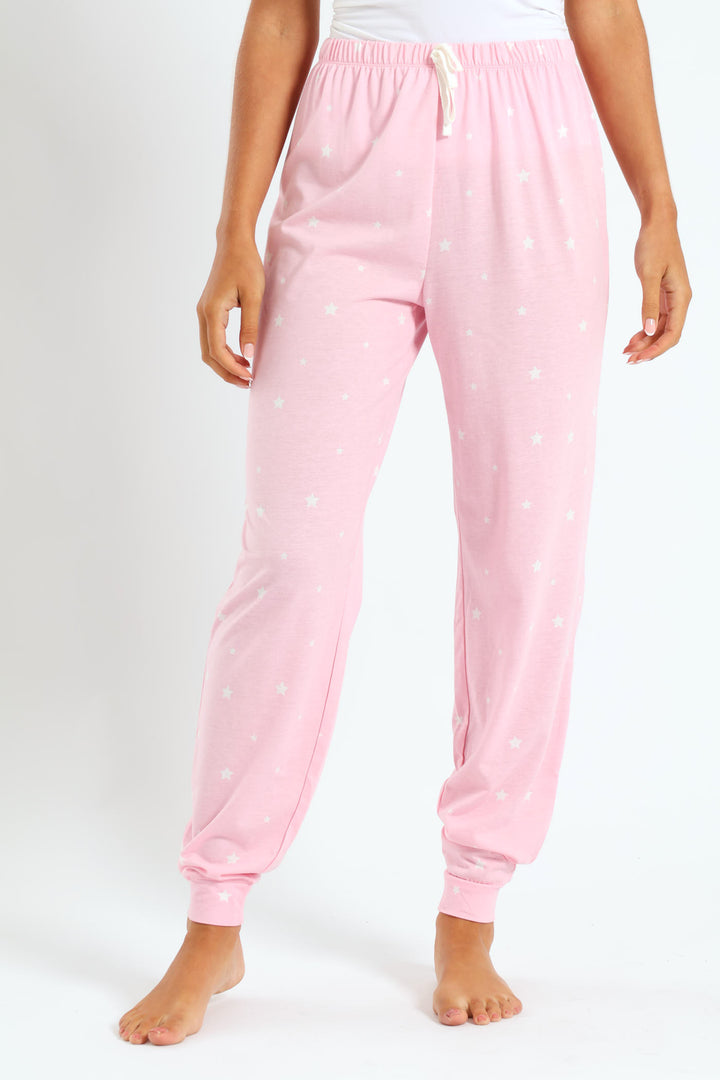 Stars Knit Jogger - Pink