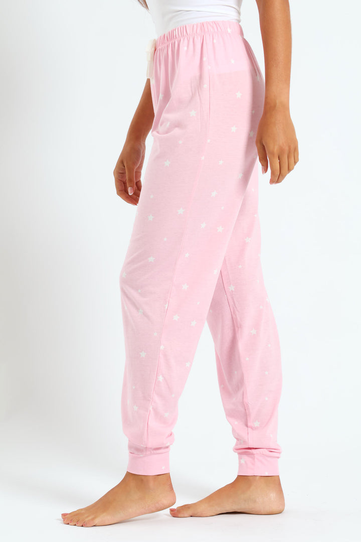 Stars Knit Jogger - Pink